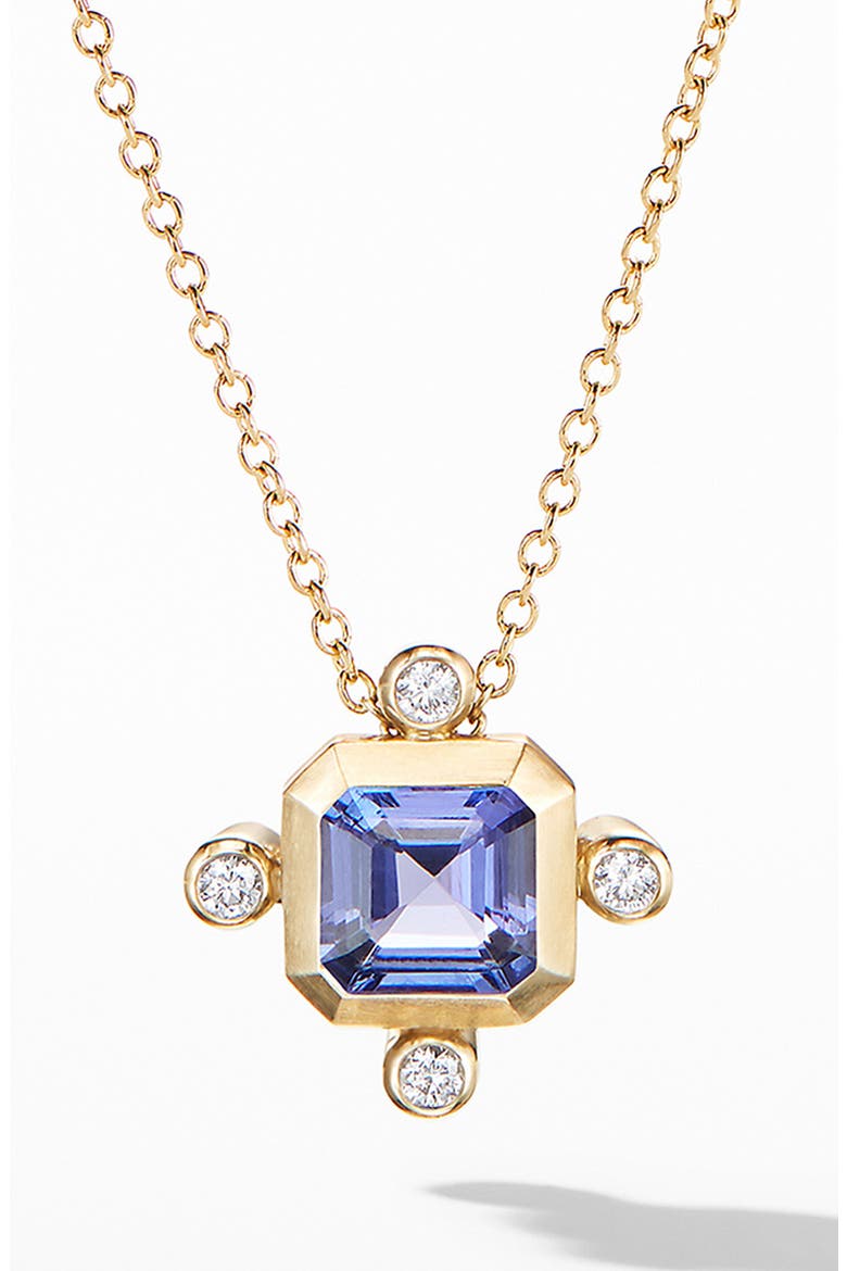 Novella Pendant Necklace in 18K Yellow Gold with Diamonds, Main, color, GOLD/ TANZANITE