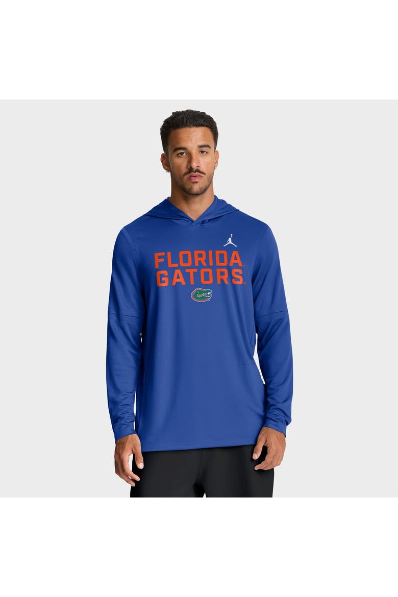 Men's Jordan Brand Royal Florida Gators 2025 Sideline Performance Long Sleeve Hoodie T-Shirt, Main, color, Royal