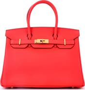 Pre-Owned Hermes Birkin Handbag Red Epsom with Gold Hardware 30