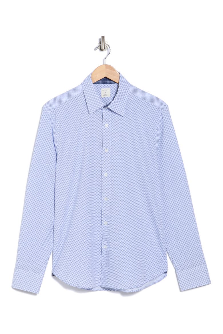 Micro Geometric Print Stretch Button-Up Shirt, Alternate, color, BLUE/ WHITE