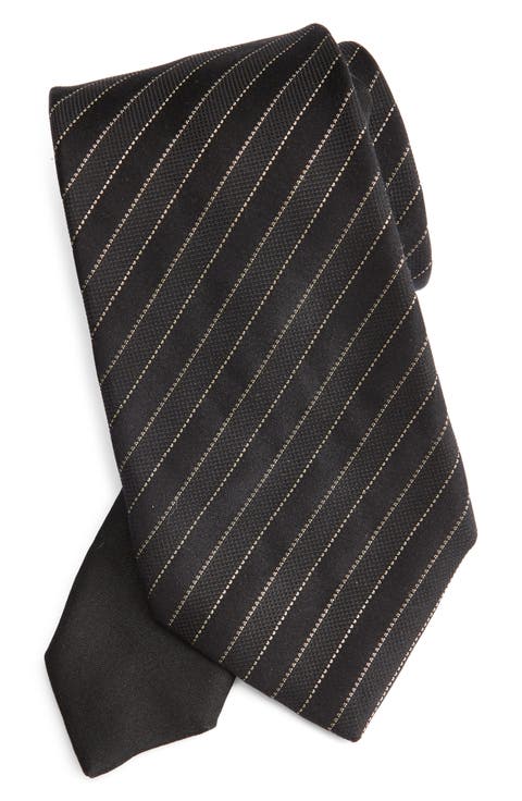 Stripe Metallic Silk Jacquard Tie