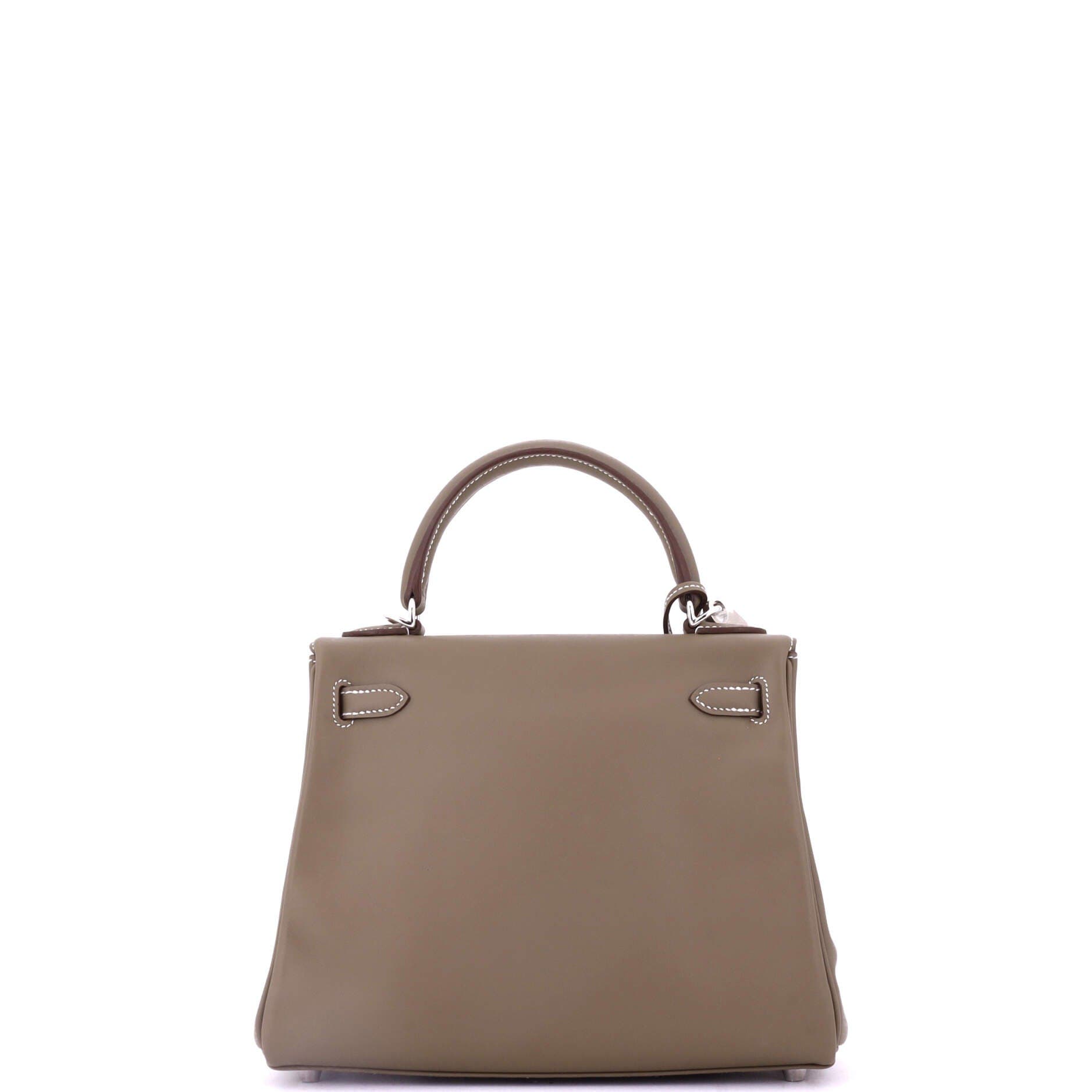 Pre-Owned Hermes Kelly Handbag Grey Swift with Palladium Hardware 25, Alternate, color, 