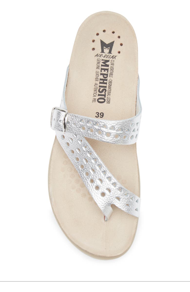 Mephisto Helena Perforated Toe Loop Sandal, Alternate, color, Silver Bahia