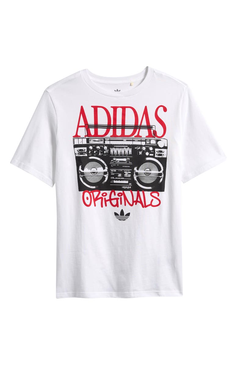 adidas Originals Kids' Boombox Cotton Graphic T-Shirt, Main, color, White