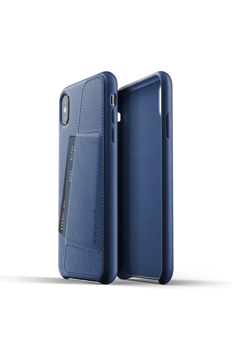MUJJO Full Leather Wallet Case for iPhone XS Max, Alternate, color, Monaco Blue