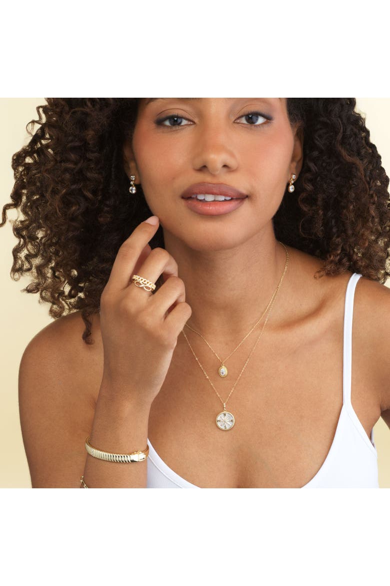 Mother of Pearl Compass Necklace, Alternate, color, Mother of Pearl