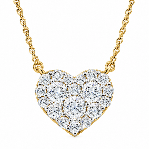 1ct T.w. Heart Diamond Pendant 10k Gold Lab Grown 18" Necklace
