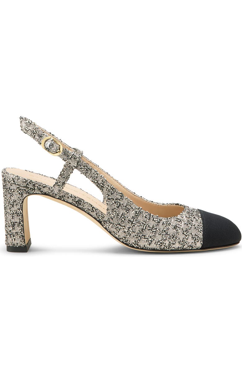 Stuart Weitzman Babette Cap Toe Slingback Pump, Alternate, color, Light Gold/ Black