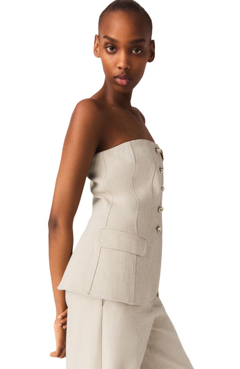 maje Tailored bustier top, Alternate, color, Beige