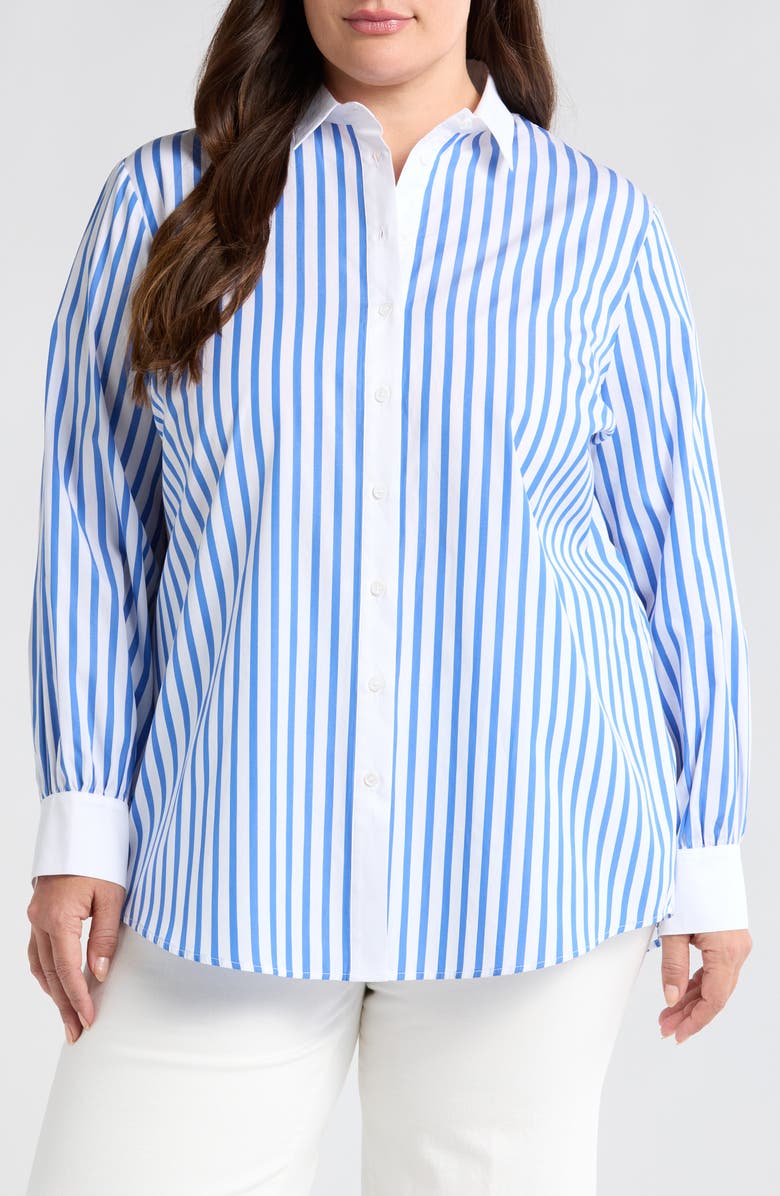HARSHMAN Franklin Cotton Stripe Button-Up Shirt, Main, color, Indigo Stripes