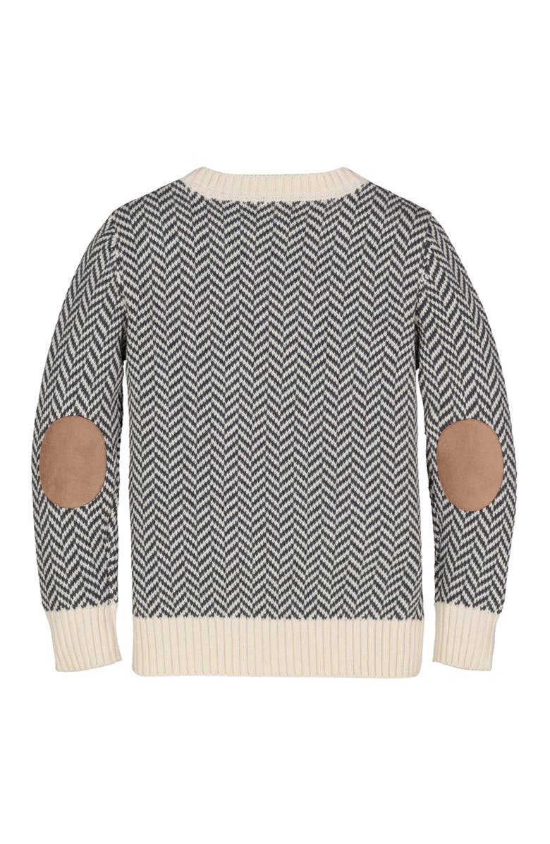 Hope & Henry Baby Boys' Crewneck Pullover Sweater with Elbow Patches, Infant, Alternate, color, Charcoal And Ivory Herringbone