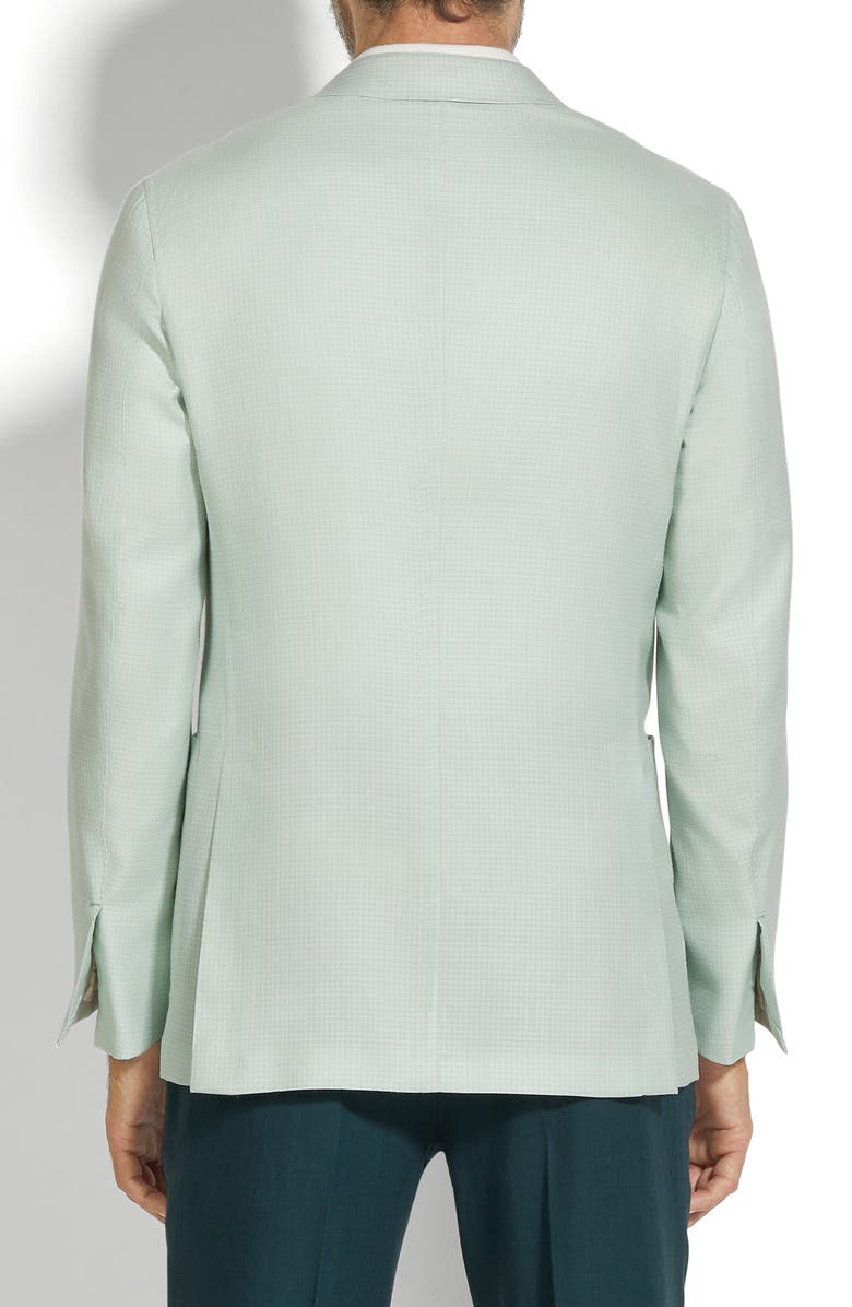ZEGNA Check Cashmere, Silk & Linen Sport Coat, Alternate, color, Aqua Green