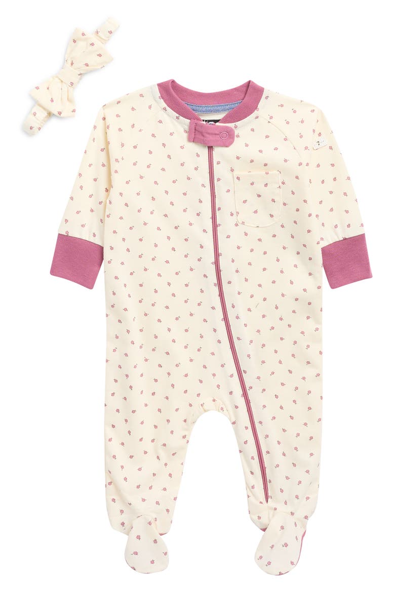 Zip Footie & Headband Set, Main, color, MAUVE