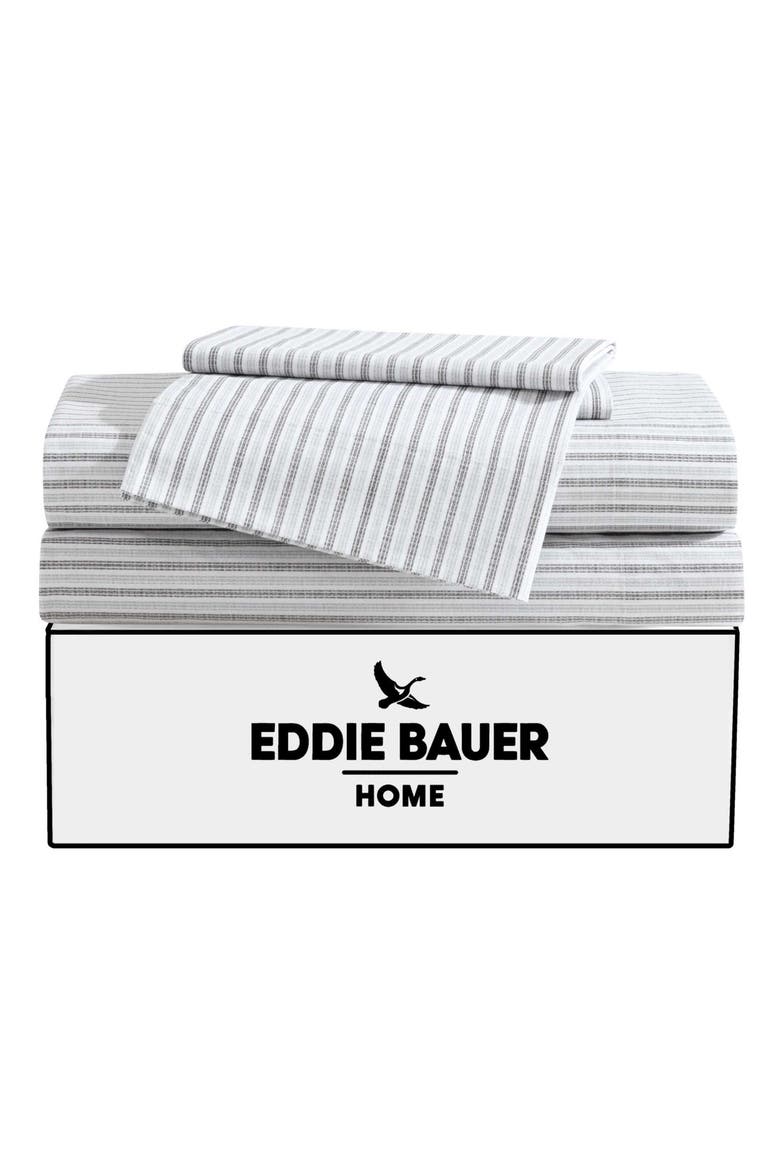 Ticking Stripe 200 Thread Count Cotton Percale Sheet Set, Alternate, color, DARK GREY/ LIGHT GREY