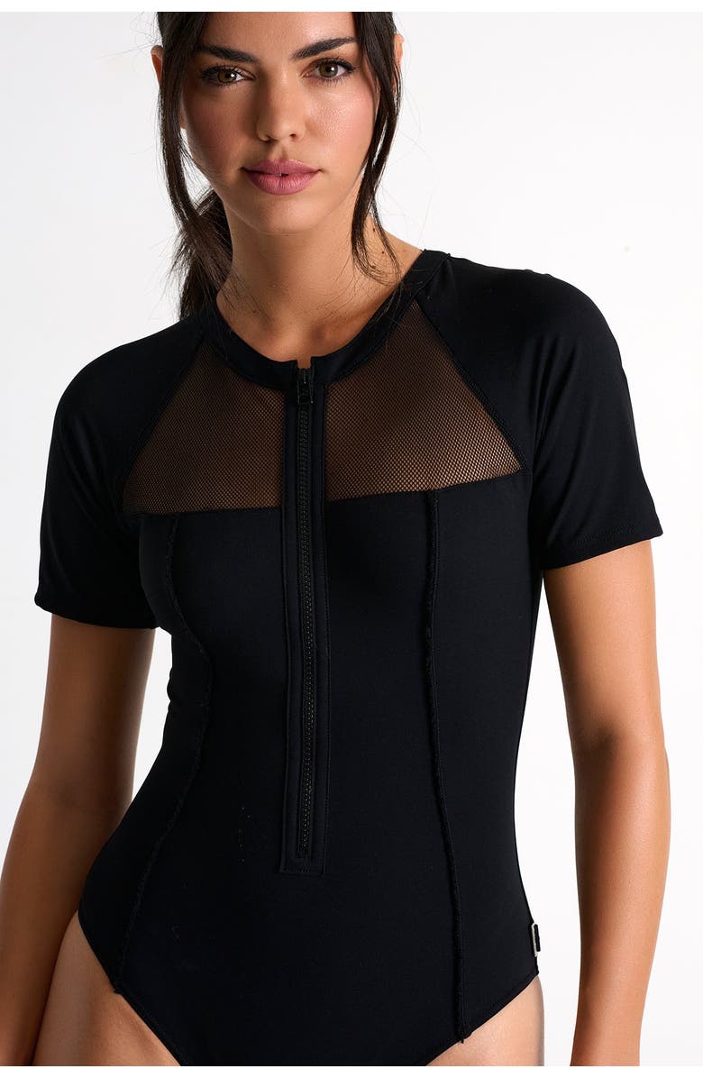 SHAN Zip-Up One-Piece Swimsuit, Alternate, color, Black