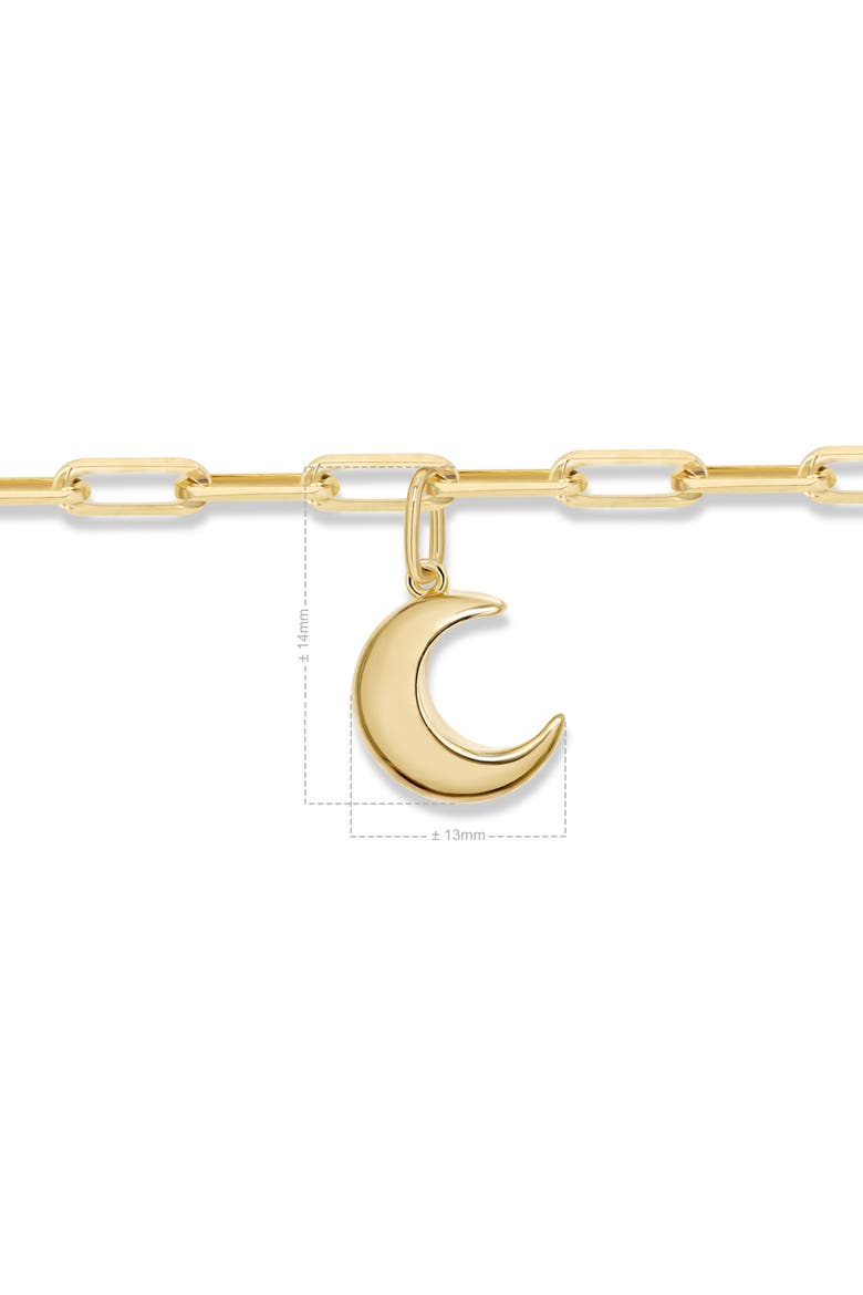 Crescent Moon Charm with Paperclip Chain Bracelet in 14K Gold, 7", Alternate, color, Yellow Gold