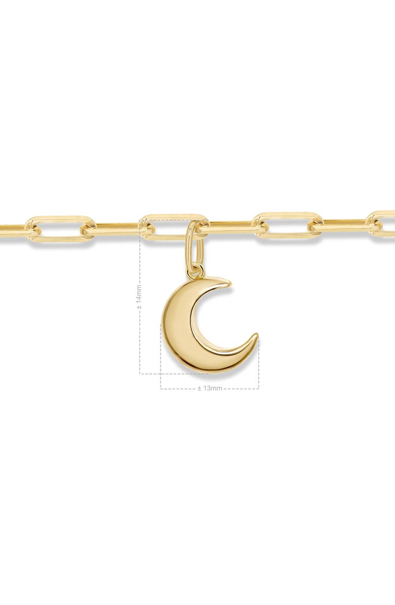 DEVATA Crescent Moon Charm with Paperclip Chain Bracelet in 14K Gold, 7.5", Alternate, color, Yellow Gold