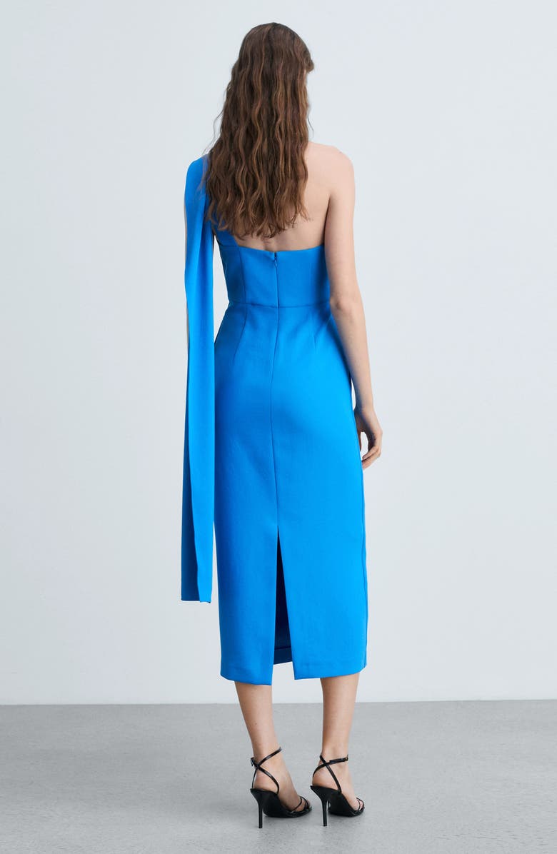 MANGO One-Shoulder Sheath Dress, Alternate, color, Blue
