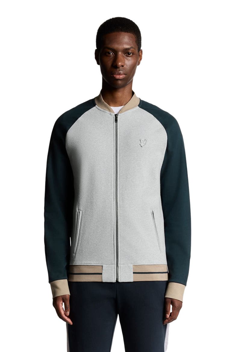 Interlock Contrast Raglan Bomber Jacket, Alternate, color, Carbon