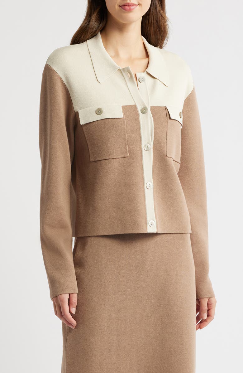 Tahari ASL Colorblock Knit Jacket, Main, color, 