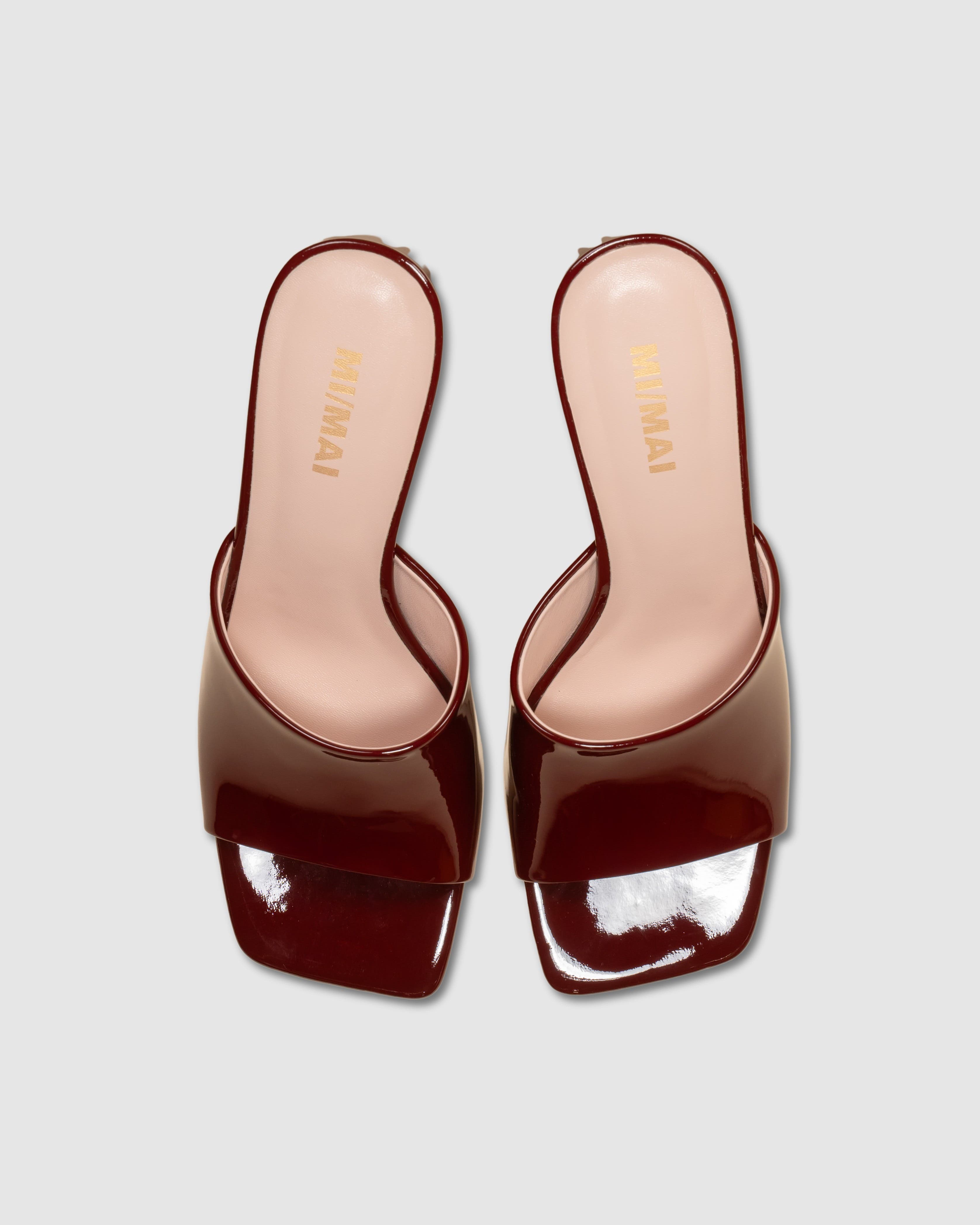 MI/MAI Gemma Patent High Mule, Alternate, color, Burgundy