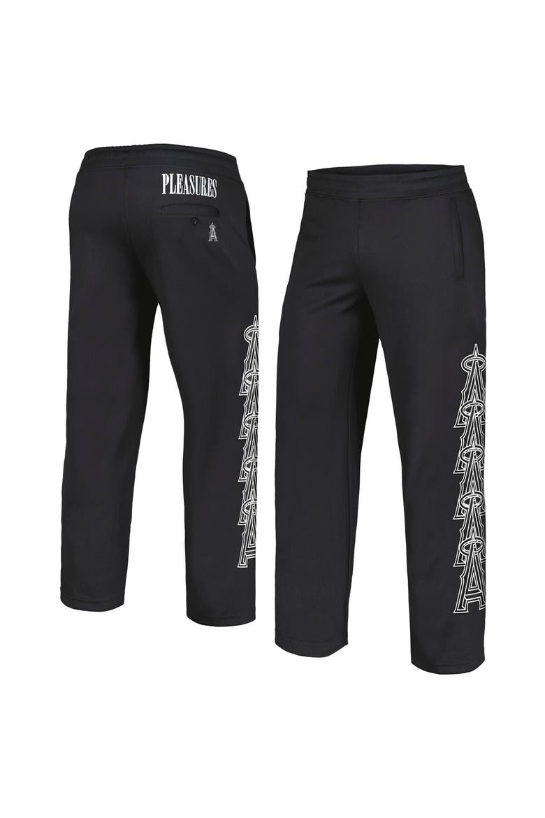 Men's PLEASURES Black Los Angeles Angels Pitcher Track Pants, Main, color, Black