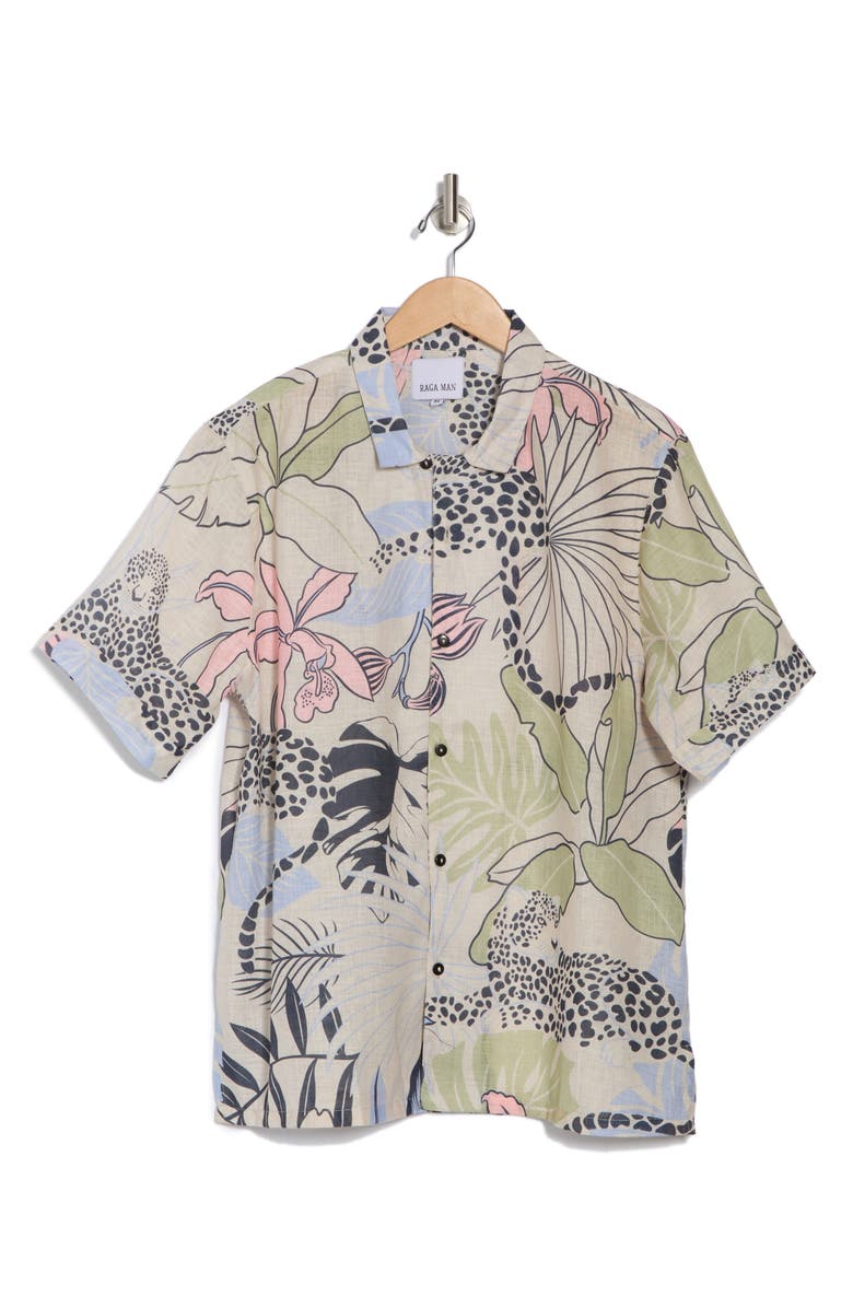 Raga Floral Short Sleeve Button-Up Shirt, Alternate, color,