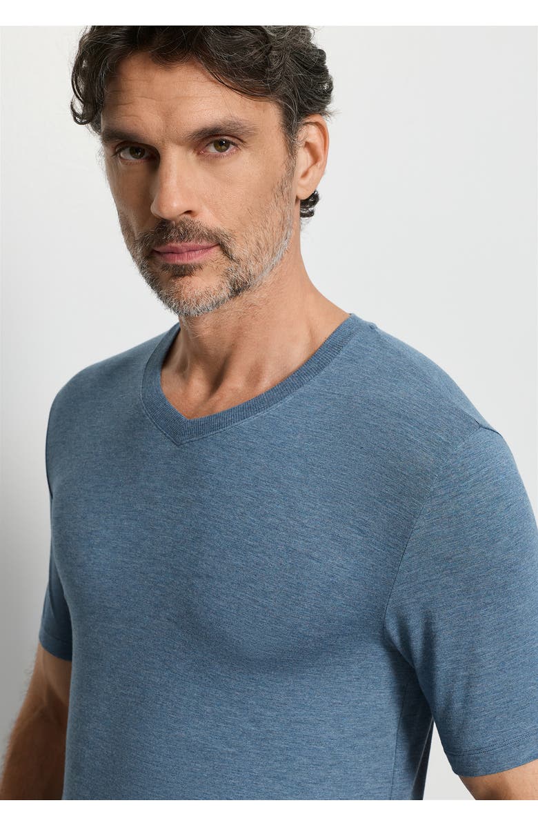 Hanro Casuals Soft V-Neck T-Shirt, Alternate, color, Retro Blue Melange