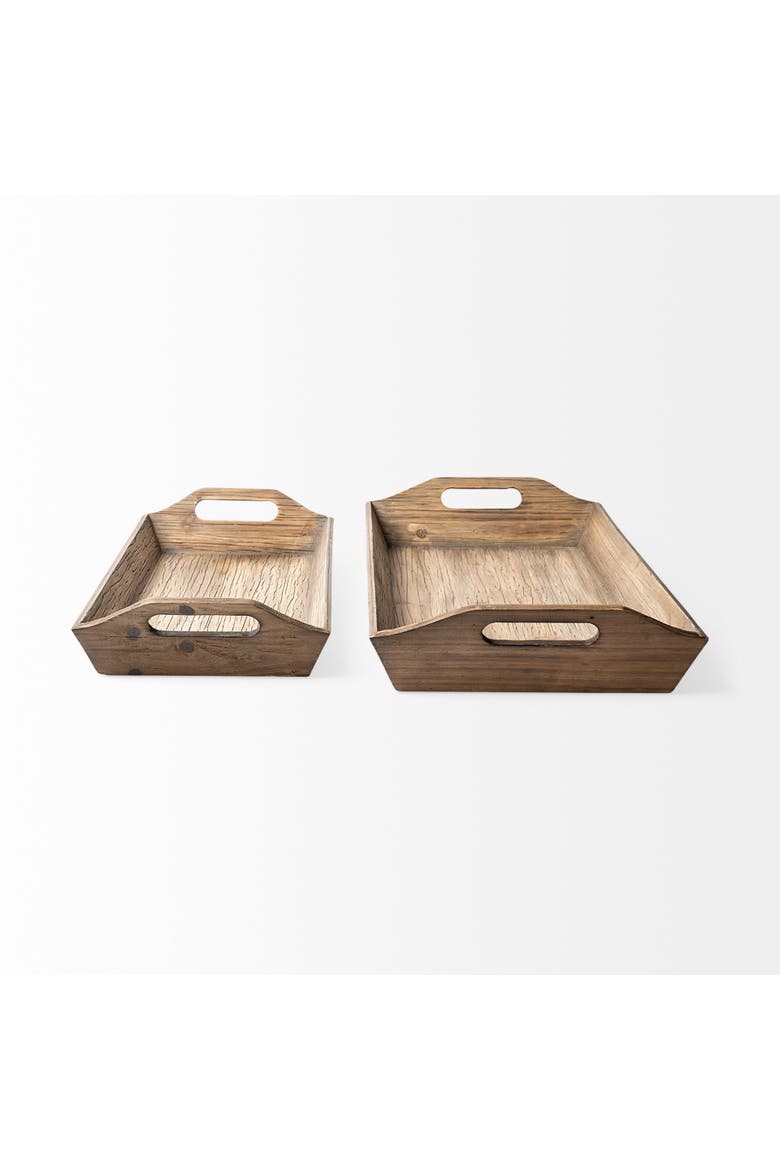 Tawny (Set of 2) Natural Wooden Trays, Alternate, color, Brown