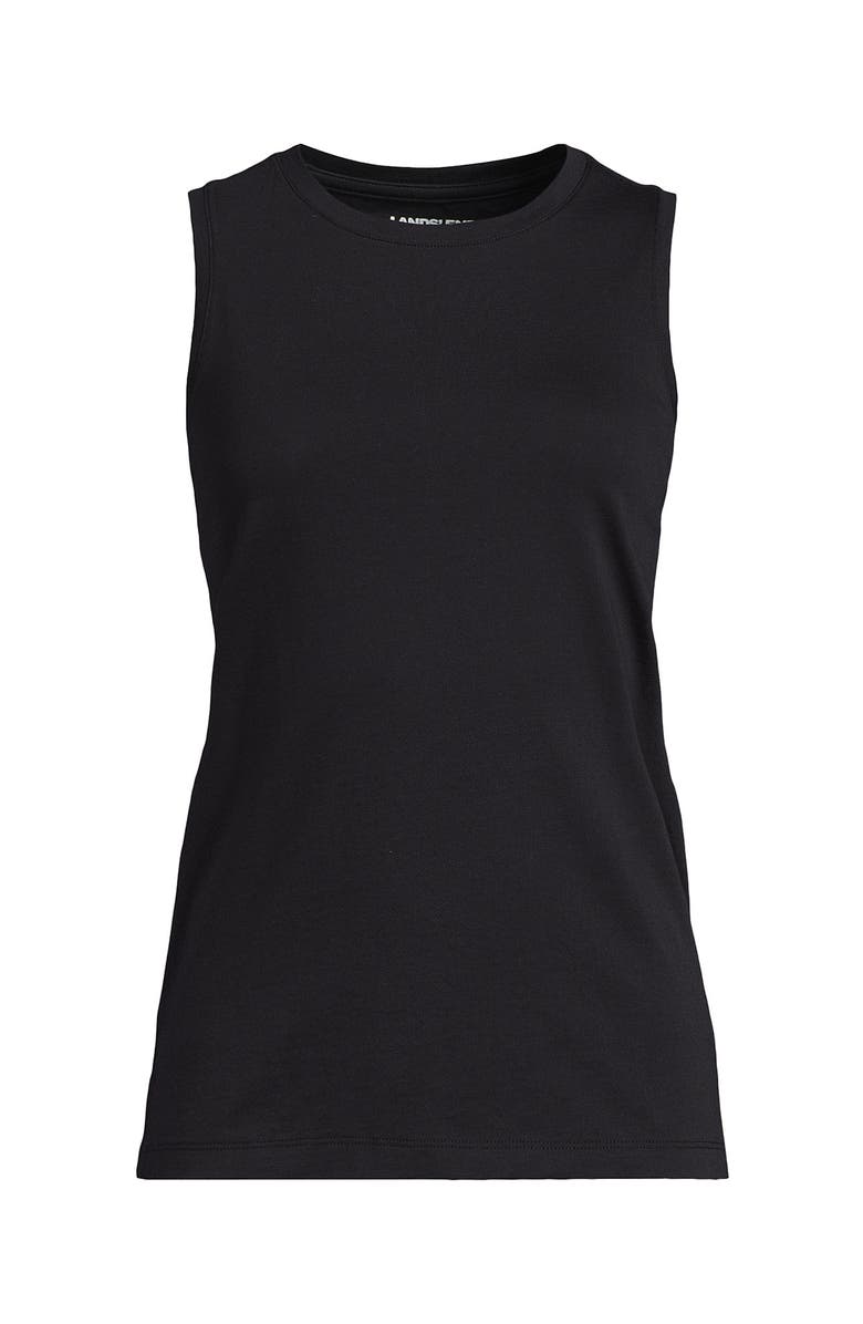 Lands' End Supima Cotton Tank Top, Alternate, color, Black