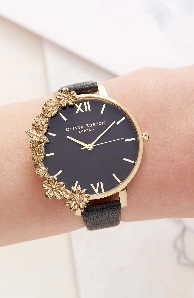 Olivia Burton Case Cuff Leather Strap Watch, 38mm, Alternate, color, 