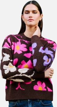 Yumi Floral Intarsia Relaxed Fit Jumper