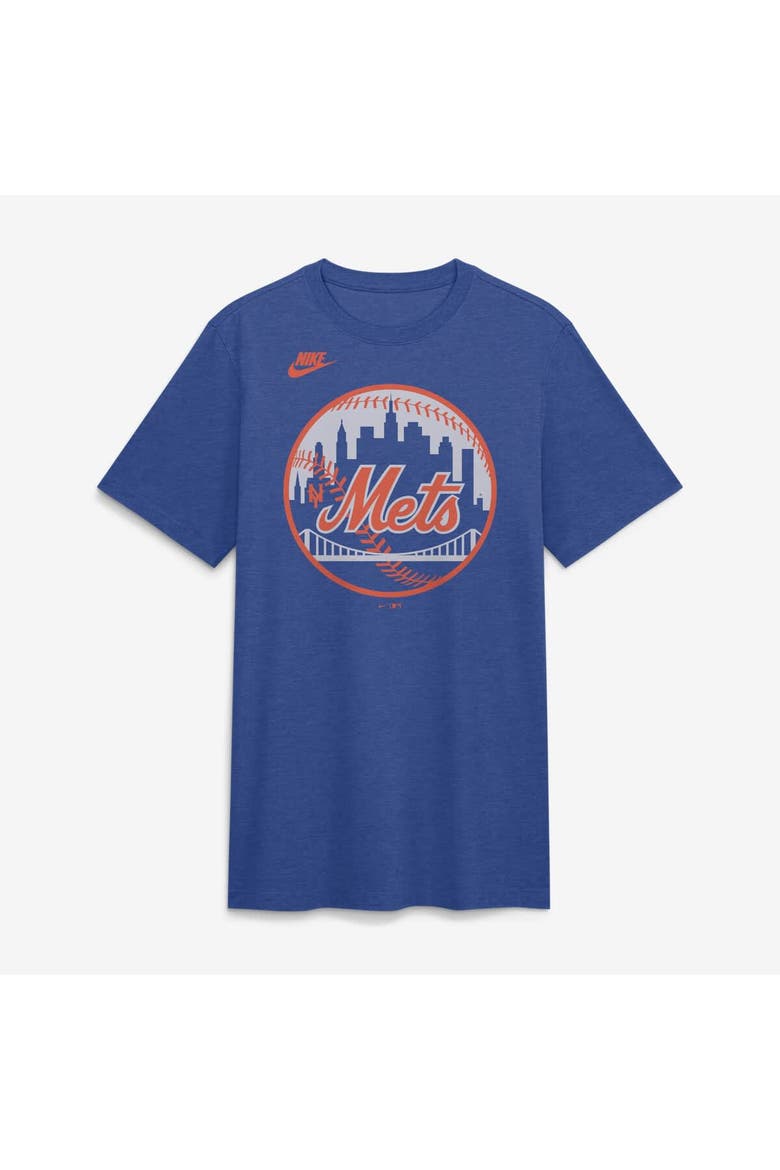 Men's Nike Heather Royal New York Mets Cooperstown Logo Tri-Blend T-Shirt, Alternate, color, Heather Royal