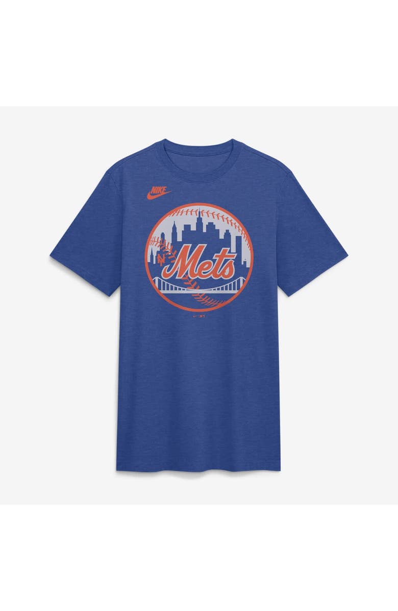 Nike Men's Nike Heather Royal New York Mets Cooperstown Logo Tri-Blend T-Shirt, Alternate, color, Heather Royal