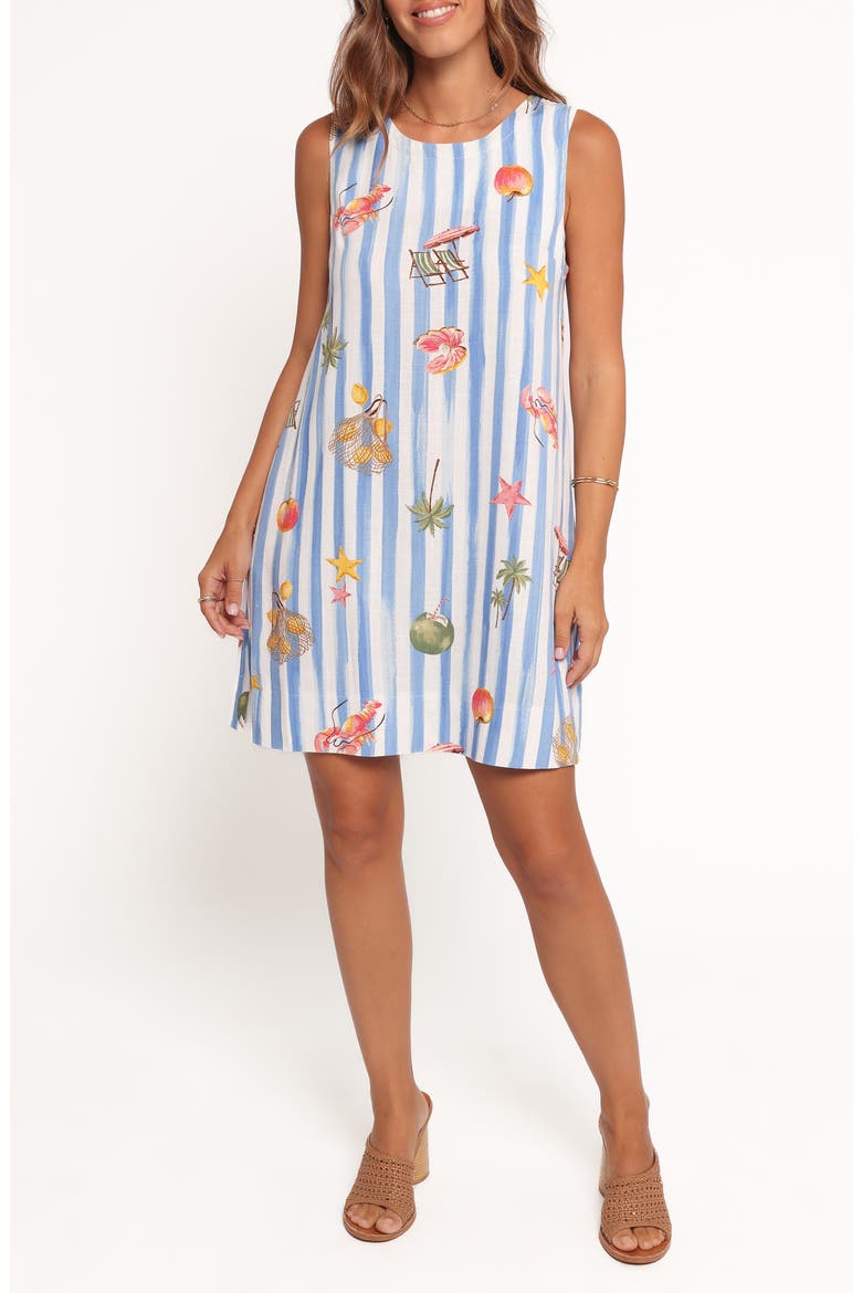 Zoe Stripe Vacation Print Minidress, Main, color, BLUSH
