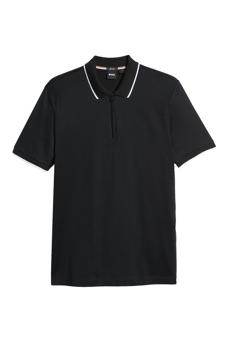 Polston Tipped Zip Polo, Alternate, color, BLACK