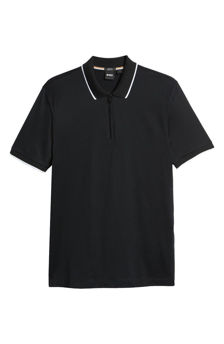 BOSS Polston Tipped Zip Polo, Alternate, color, Black
