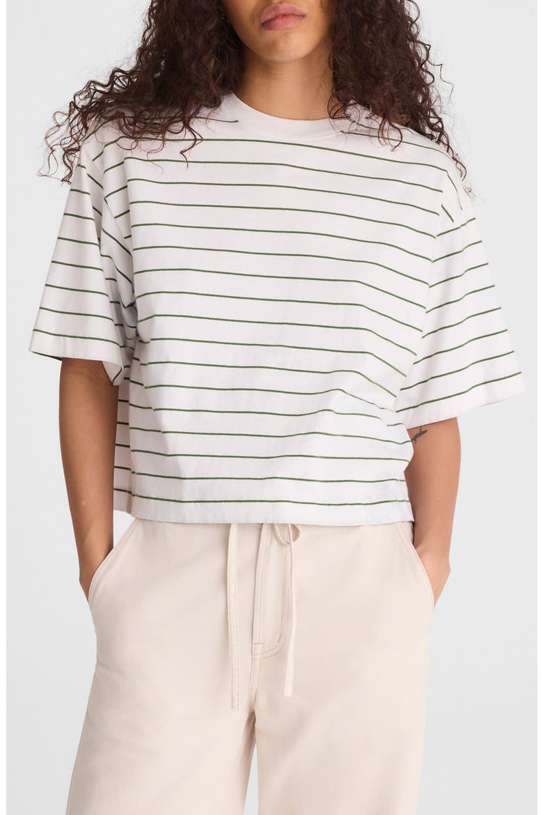 The Boxy Crop Jersey T-Shirt, Main, color, FRENCH STRIPE KNITS