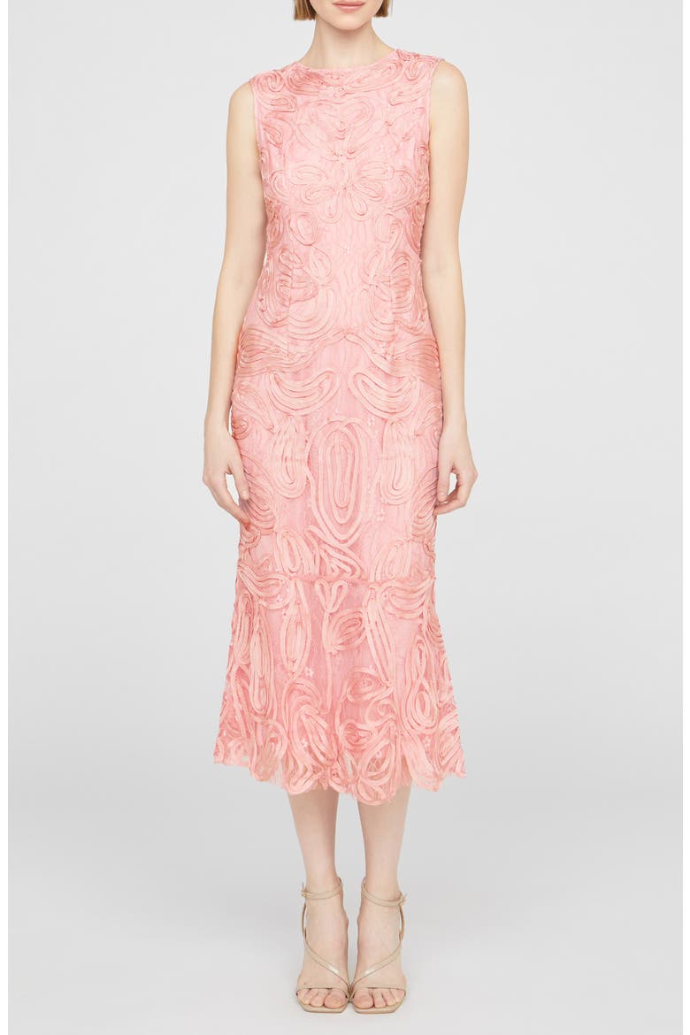 Meli Soutache Cocktail Midi Dress, Main, color, PEONY