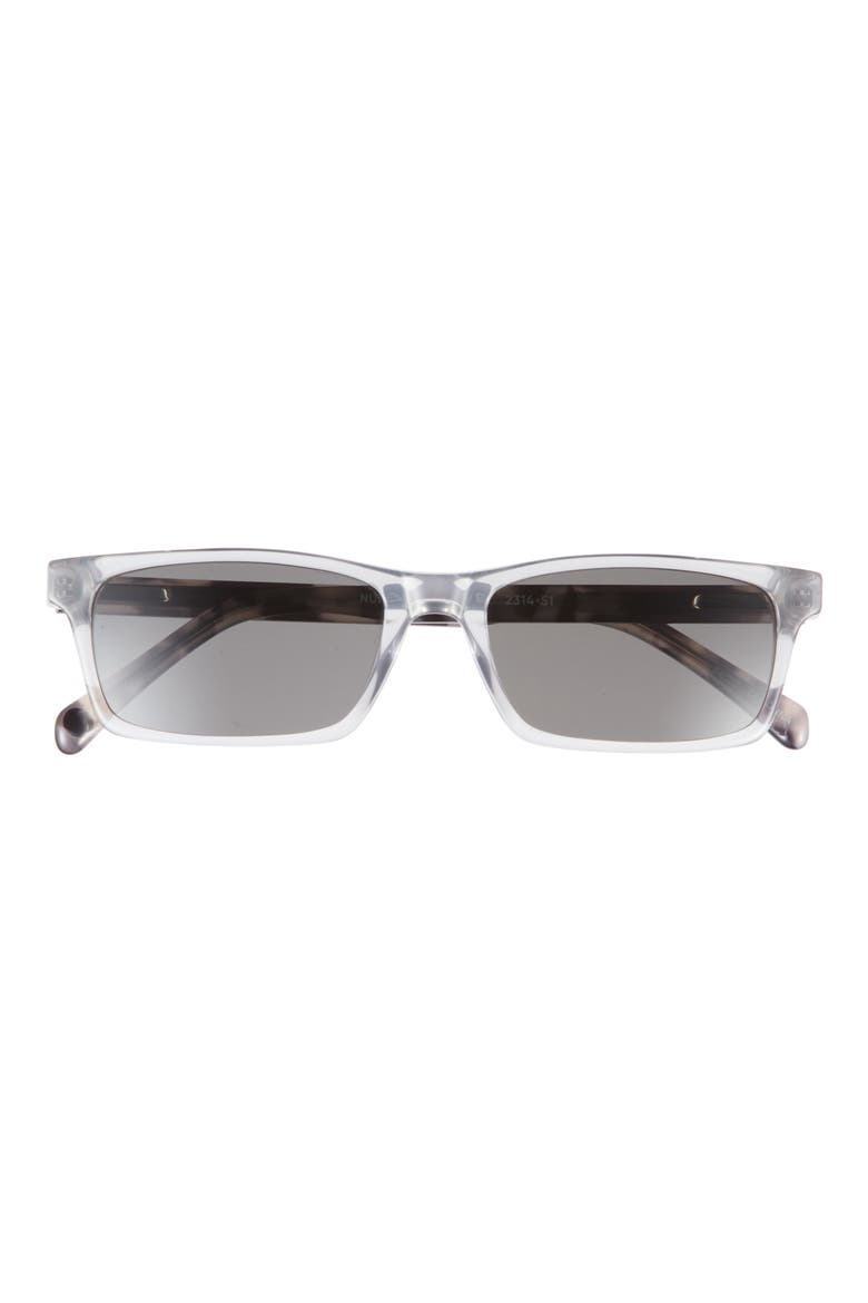 Number Cruncher 53mm Polarized Rectangular Sunglasses, Main, color, SMOKE GREY / SNOW WHITE / GREY