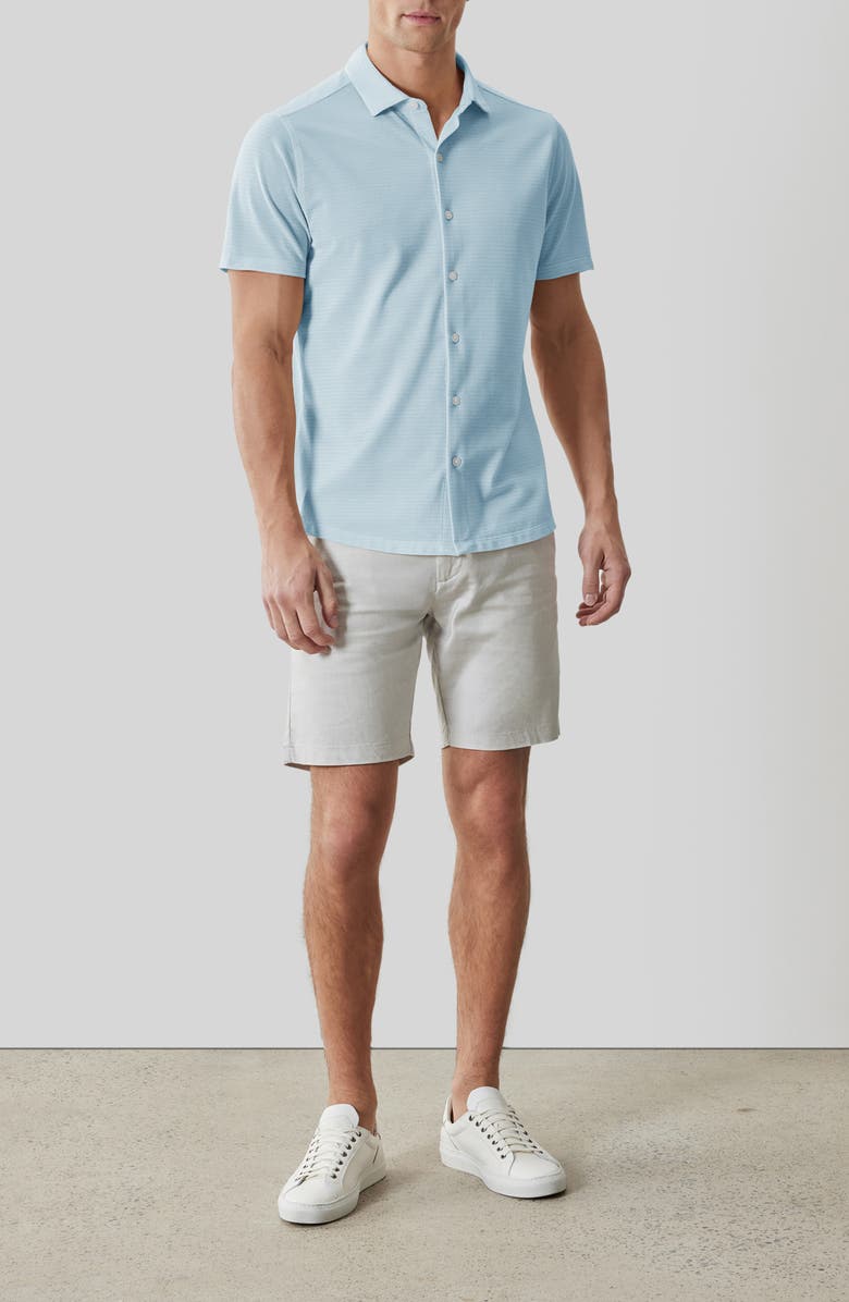 Robert Barakett Irving Short Sleeve Sleeve Knit Button-Up Shirt, Alternate, color, Dusty Teal