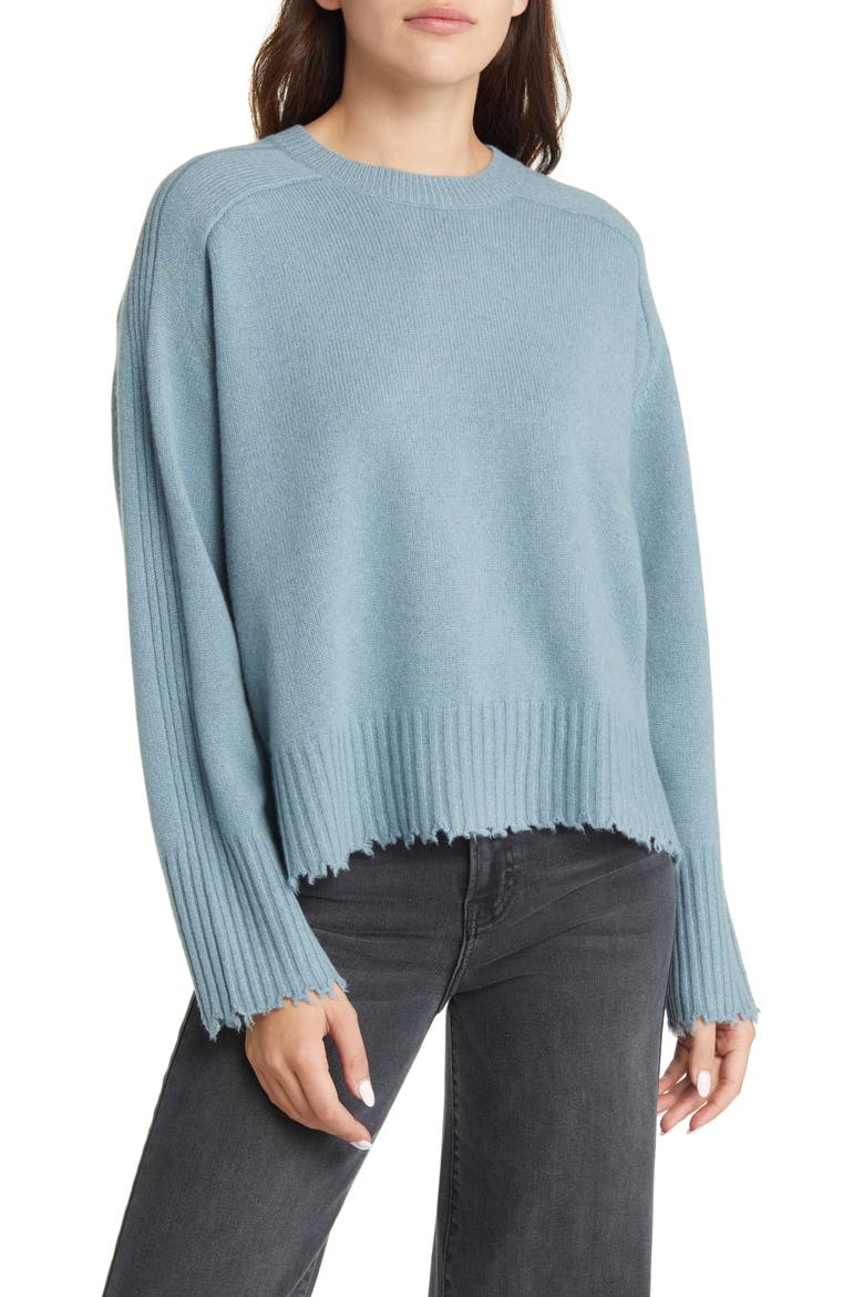 Kiera Cashmere Blend Crewneck Sweater, Main, color, BLUE SLATE