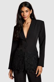 Coast Single Breasted Embroidered Lace Blazer
