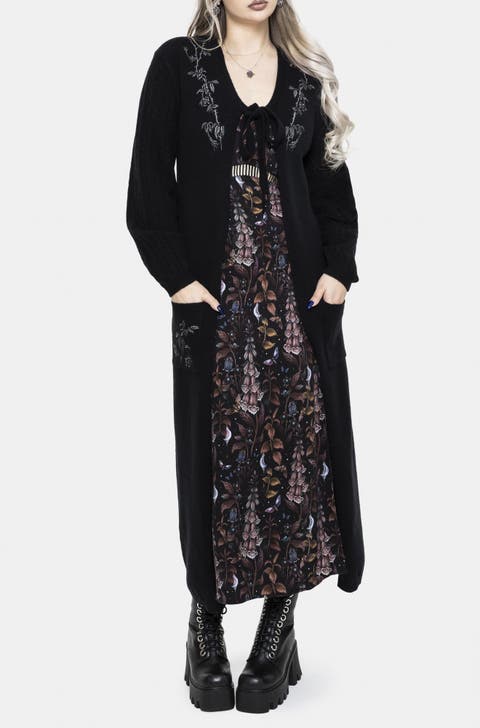 Rime Cable Knit Sleeve Longline Cardigan