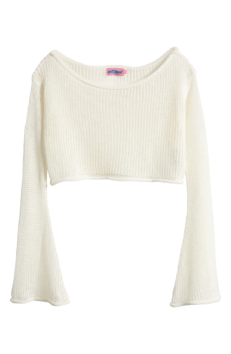 EDIKTED Riya Off the Shoulder Crop Sweater, Alternate, color, Cream