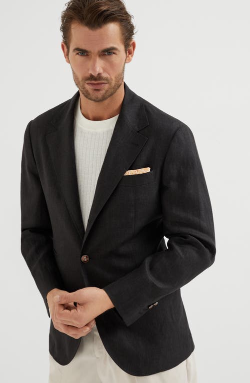 Brunello Cucinelli Linen Unconstructed Blazer In Black