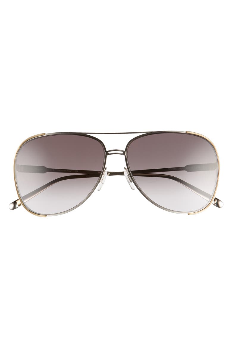 Salvatore Ferragamo 62mm Aviator Sunglasses, Alternate, color, PALLADIUM/ GOLD