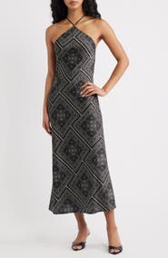 Lulus Tate Bandana Print Midi Dress