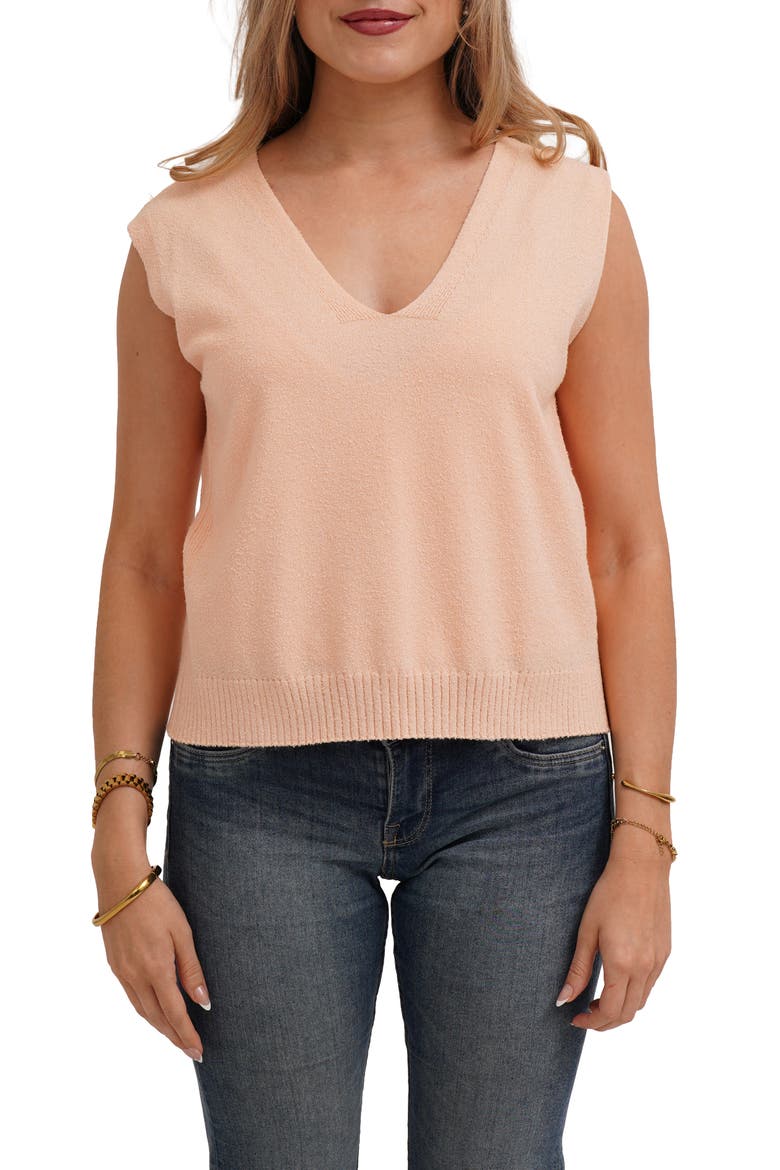 Sleeveless V-Neck Shell, Main, color, MELLOW PEACH