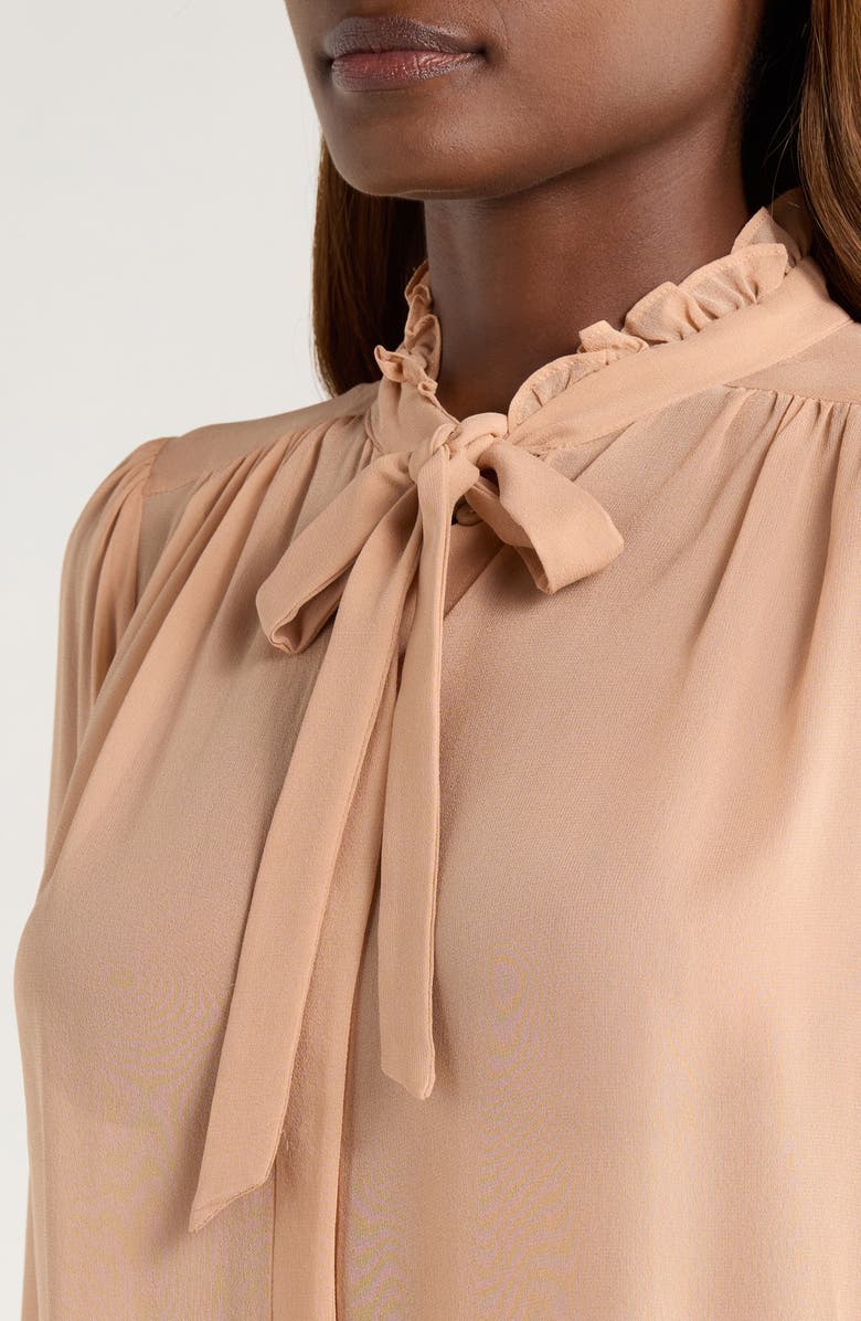PAIGE Leya Ruffle Silk Georgette Shirt, Alternate, color, Ballet Pink